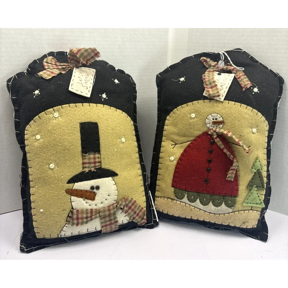 Two Decorative Pillow Snowman 9x13